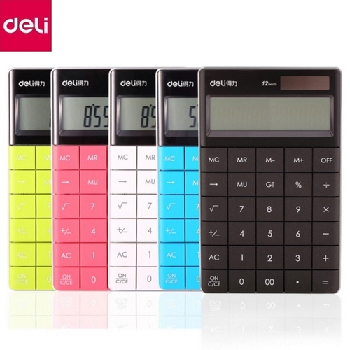 Калькулятор 12-разрядный 165×103×12.5 мм（deli）/3色计算器-12位透明盒