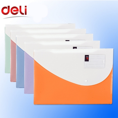 Папка-конверт на кнопке с карманом А4 пластиковая 0.18 мм（deli）/文件扣袋FC-白盖