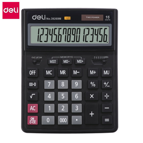 Калькулятор 16-разрядный 206×255×35 мм（deli）/桌面计算器-16位黑色