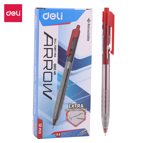 Ручка шариковая автоматическая красная 0.5мм（deli）