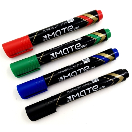 Набор перманентных маркеров  4 цв заправляющиеся(2 мм)/可加墨记号笔-4支袋装
