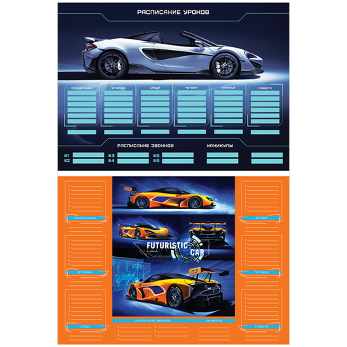 Расписание уроков с расписанием звонков А4 ArtSpace, "Sport car"/课程表-A4