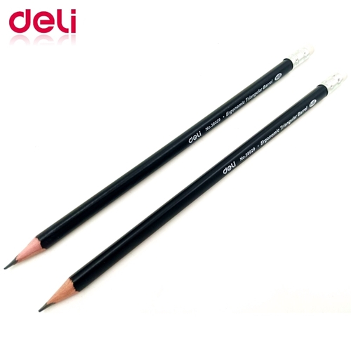 Карандаш чернографитный трехгранный НВ （deli）/HB绘图铅笔-三角黑笔杆
