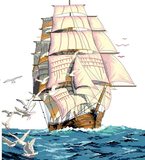 Набор для вышивания(54*58см)/十字绣-帆船海鸥