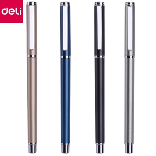 Ручка гелевая с металлическим держателем чёр. 0,5 мм（deli）/电镀杆中性笔-黑0.5mm