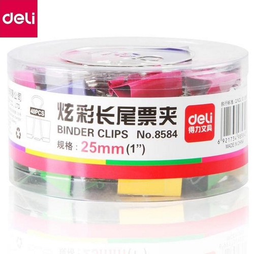 Зажим цветной 25мм（deli）1"/炫彩长尾夹-25mm