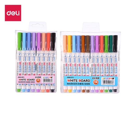 Набор цветных маркеров для доски  8, 12 шт.（deli）/彩色白板笔