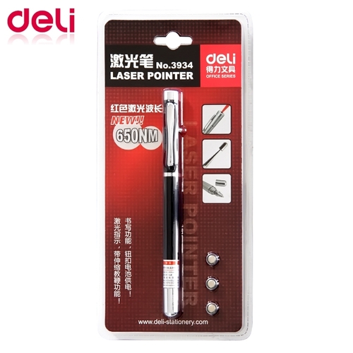 Ручка 3 в 1 （указка, лазер, ручка）, （deli）/3+1多功能激光笔-黑