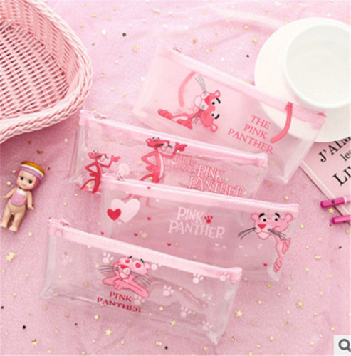 Пенал косметичка Розовая пантера（18×8.5см）/粉红豹透明硅胶笔袋