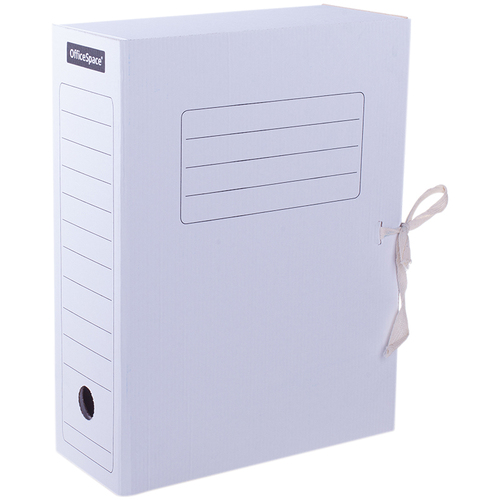 Папка архивная с завязками OfficeSpace, микрогофрокартон, 100мм, белый, до 900л./白纸卡文件夹，100mm背宽