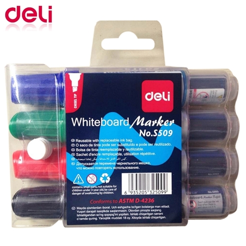 Набор цветных маркеров для белой доски 4 цв. （deli）/4色记号笔-PVC包装