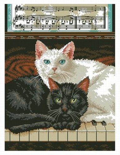 Набор для вышивания(40*50см)/十字绣-黑白猫钢琴