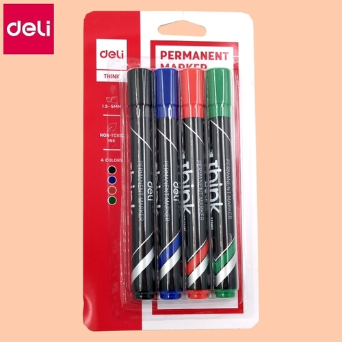 Набор перманентных маркеров 4 цв（2 мм）в блистере（deli）/吸卡记号笔-4支装