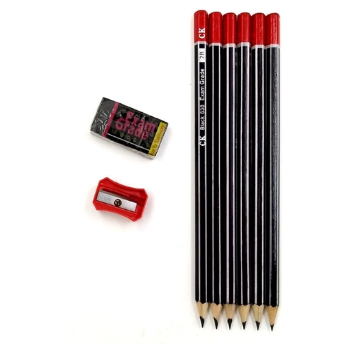 Набор карандаш чернографитный, ластик, точилка 2B/3件套2B铅笔-（纸卡）