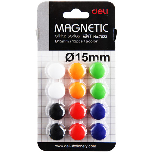 Магнит  диаметр Φ 15 мм 12 шт.  6 цв.（deli）/小磁粒-Φ15mm/6色/12粒/deli
