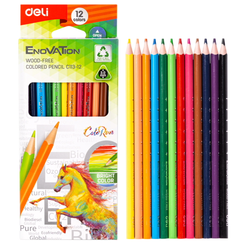 Набор цветных карандашей （deli）/12色彩盒无木彩铅